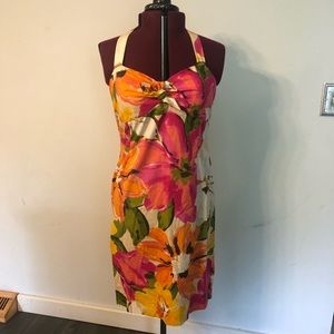 Tropical floral halter dress